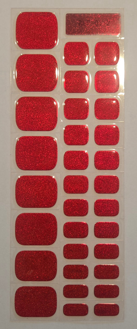 Fußfolien FF112 - Red Glitter - UV Free & No Top Coat!