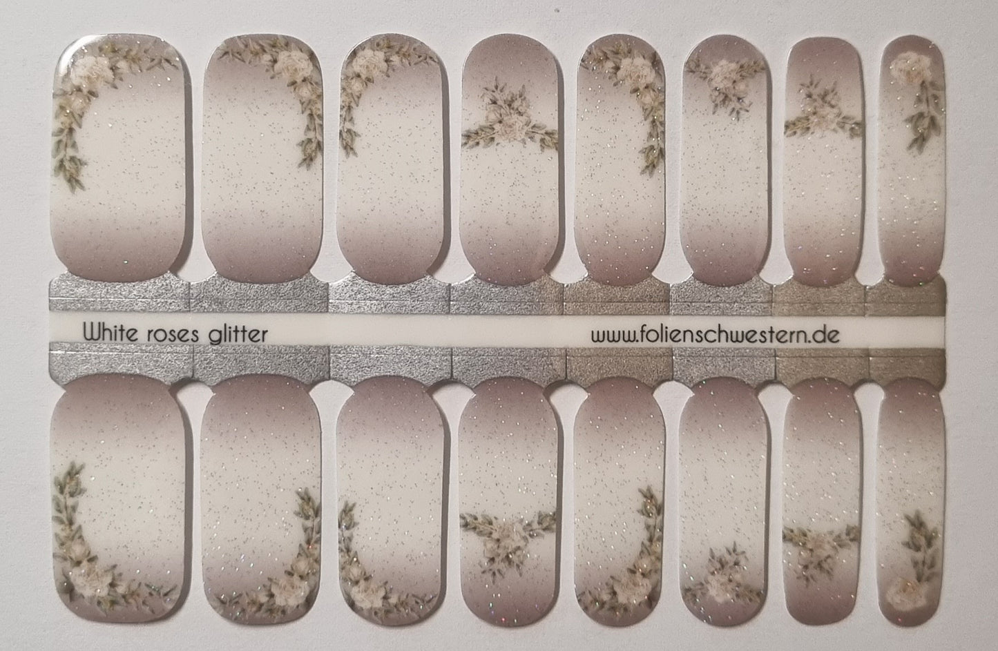 Exclusive - White roses glitter (transparent) S6350 - LIMITED!