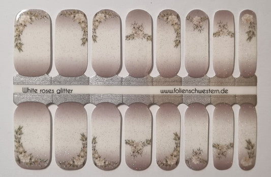 Exclusive - White roses glitter (transparent) S6350 - LIMITED!