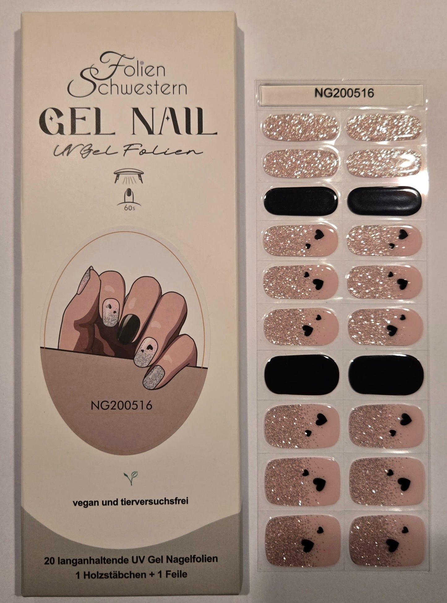 UV Gel Folien NG - Black Heart French - NG200516