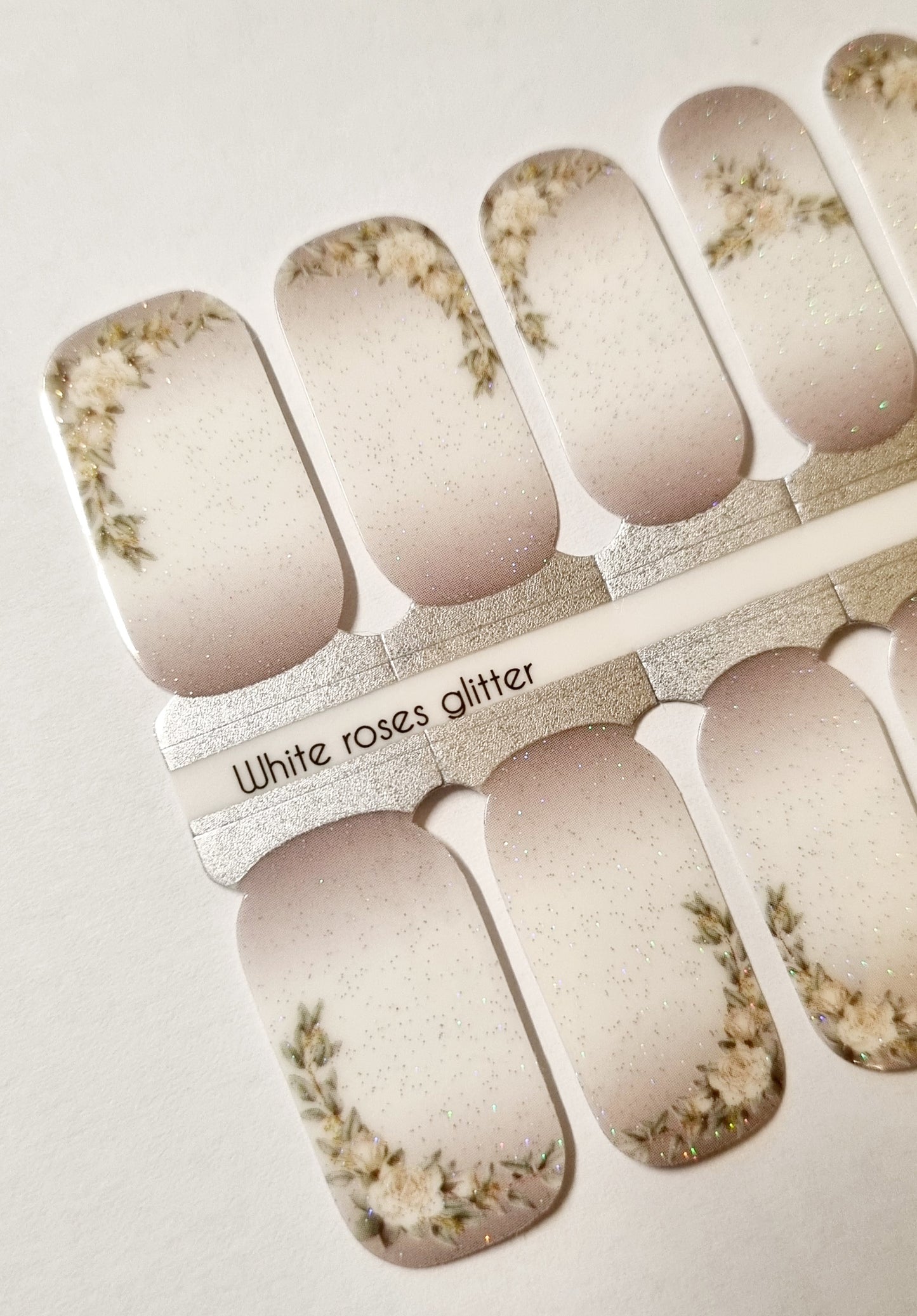 Exclusive - White roses glitter (transparent) S6350 - LIMITED!